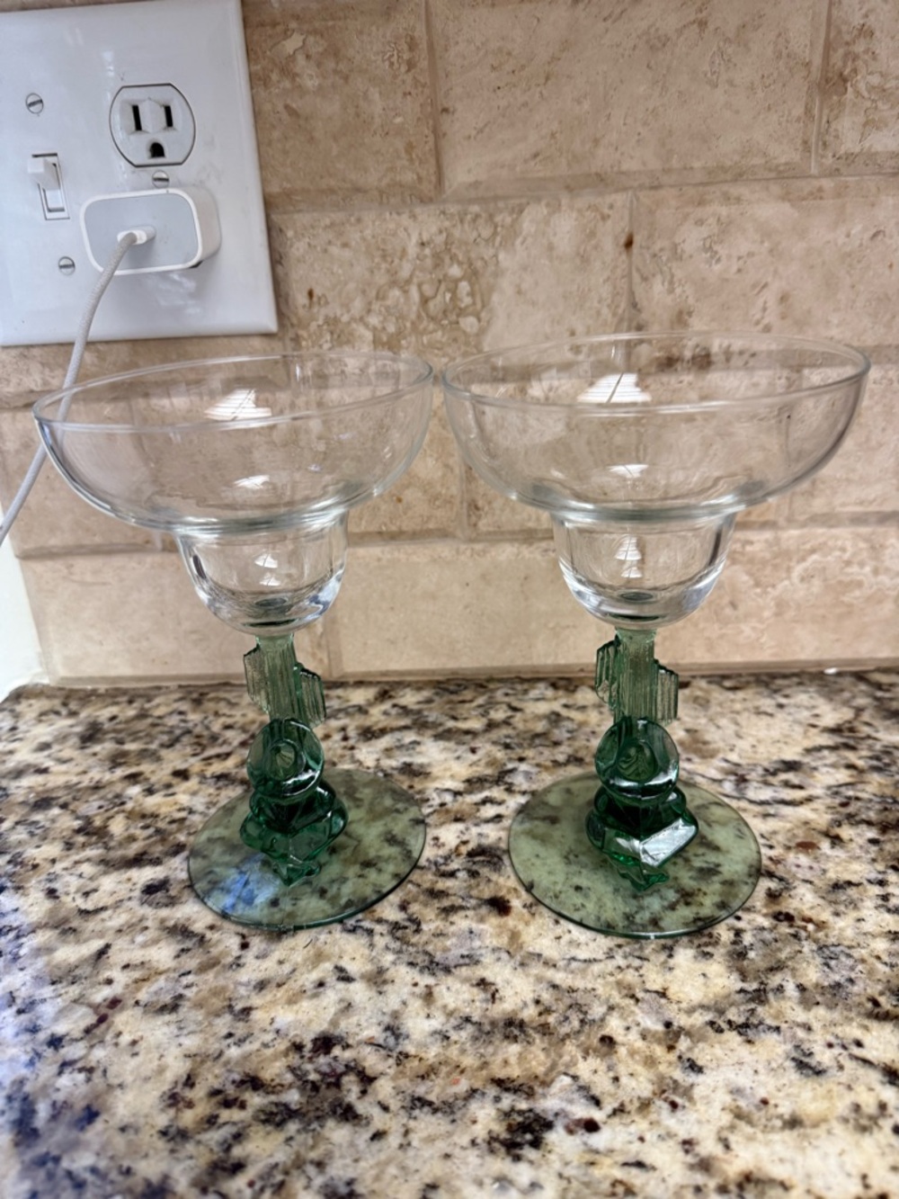 Green Stemmed Margarita Glasses - Set of 2